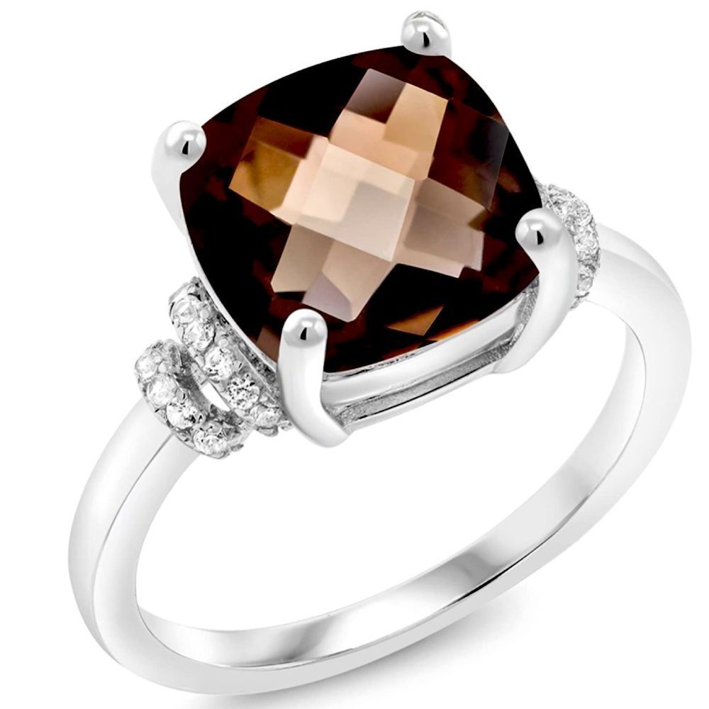 Natural Chocolate Quartz Diamonds Ring